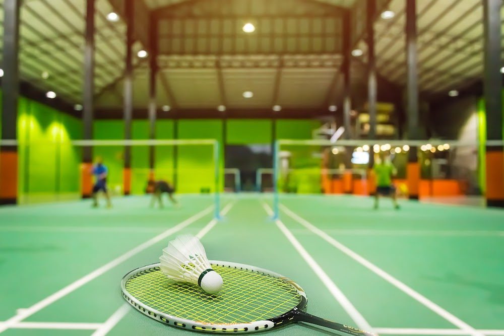 Badminton racquet with shuttlecock on it